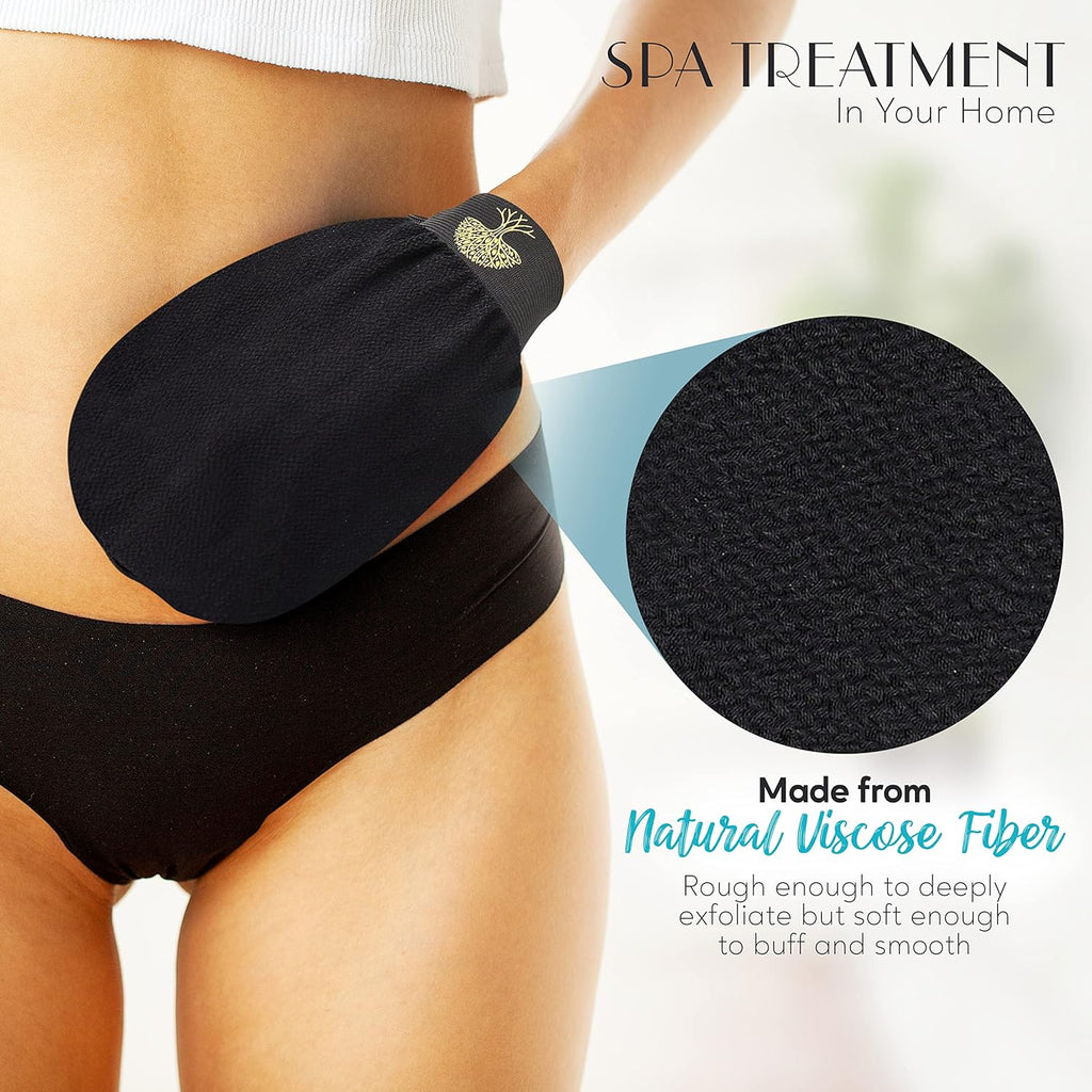 Eco Lux Exfoliating Mitt – Moroccan Exfoliating Glove, Premium Viscose Kessa Mitt for Deep Exfoliation & Dead Skin Removal, Fake Tan Remover, Heavy-Duty Reusable Body Scrub Glove for Bath & Shower