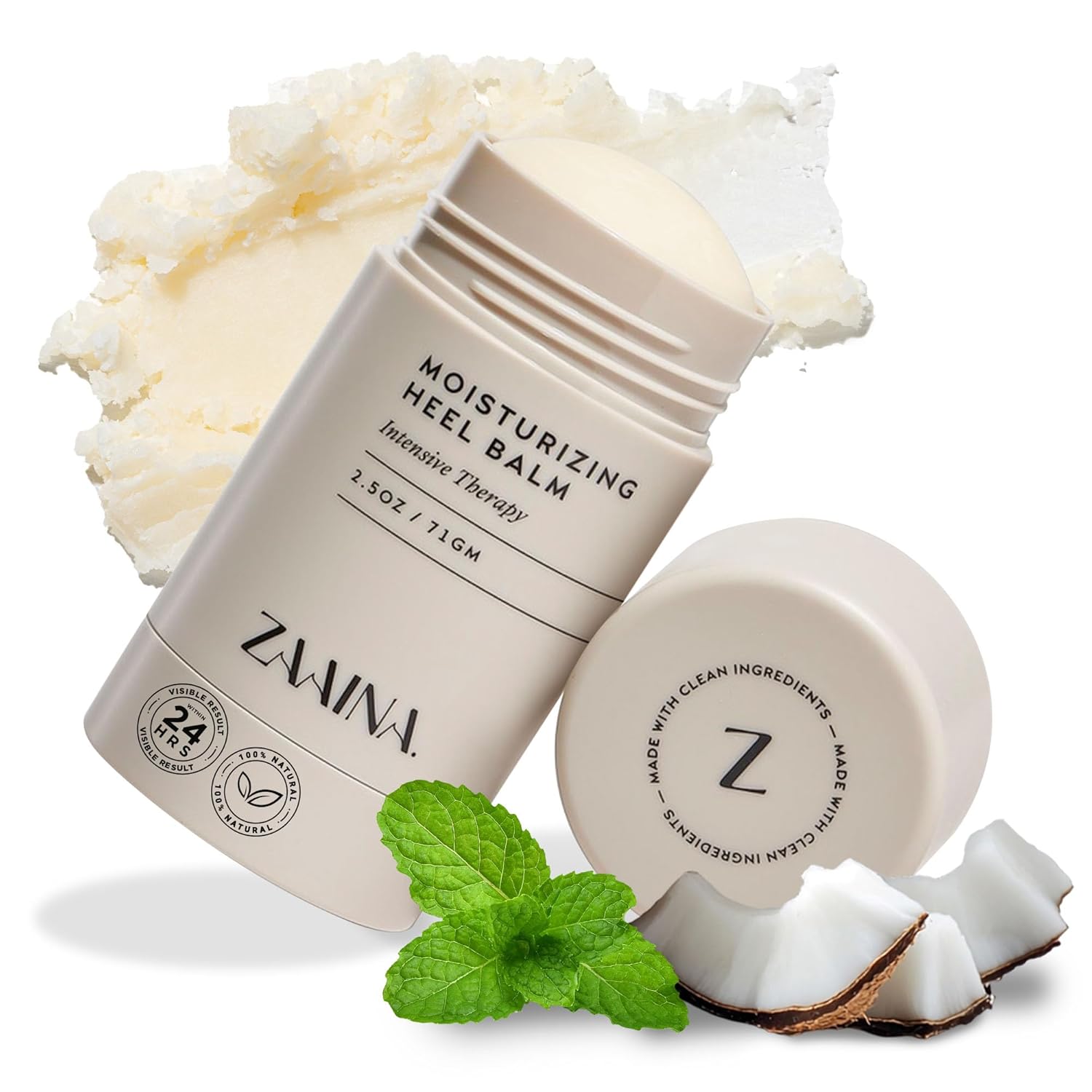 ZAAINA Intensive Heel Balm Stick - Miracle Foot Repair Cream for Calluses and Dry Feet, Moisturizing Foot Balm for Cracked Feet, Elbows, Knees, Heel Softener for Dry Cracked Heels - 2.5 oz Tube
