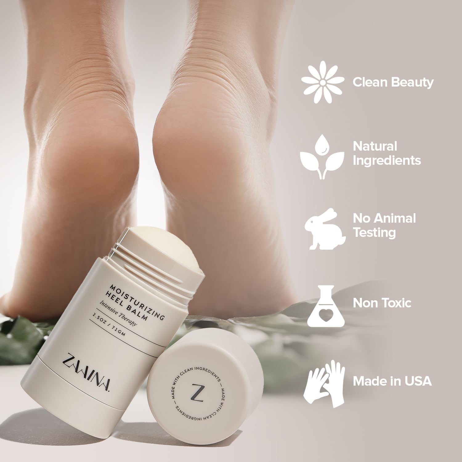 ZAAINA Intensive Heel Balm Stick - Miracle Foot Repair Cream for Calluses and Dry Feet, Moisturizing Foot Balm for Cracked Feet, Elbows, Knees, Heel Softener for Dry Cracked Heels - 2.5 oz Tube
