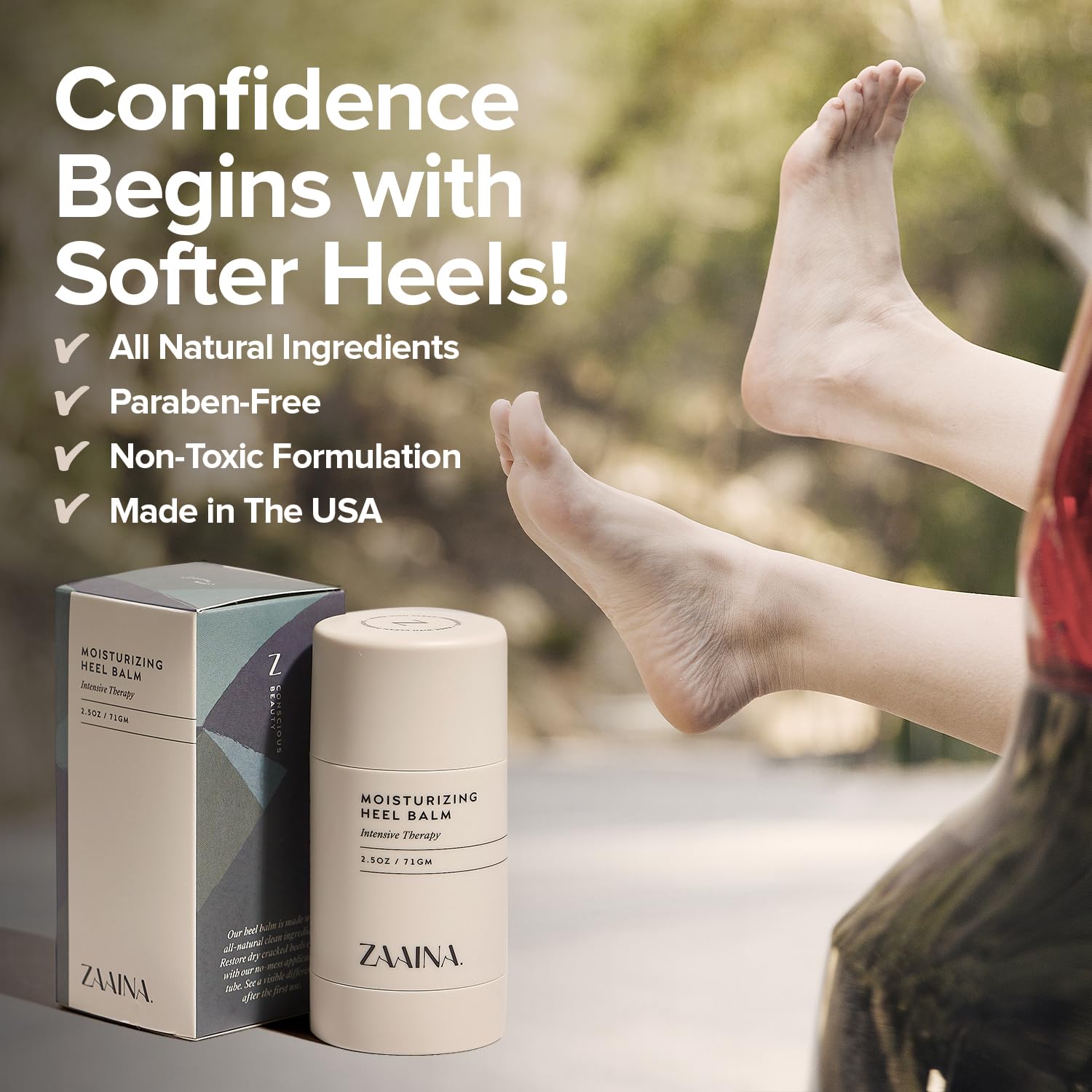 ZAAINA Intensive Heel Balm Stick - Miracle Foot Repair Cream for Calluses and Dry Feet, Moisturizing Foot Balm for Cracked Feet, Elbows, Knees, Heel Softener for Dry Cracked Heels - 2.5 oz Tube