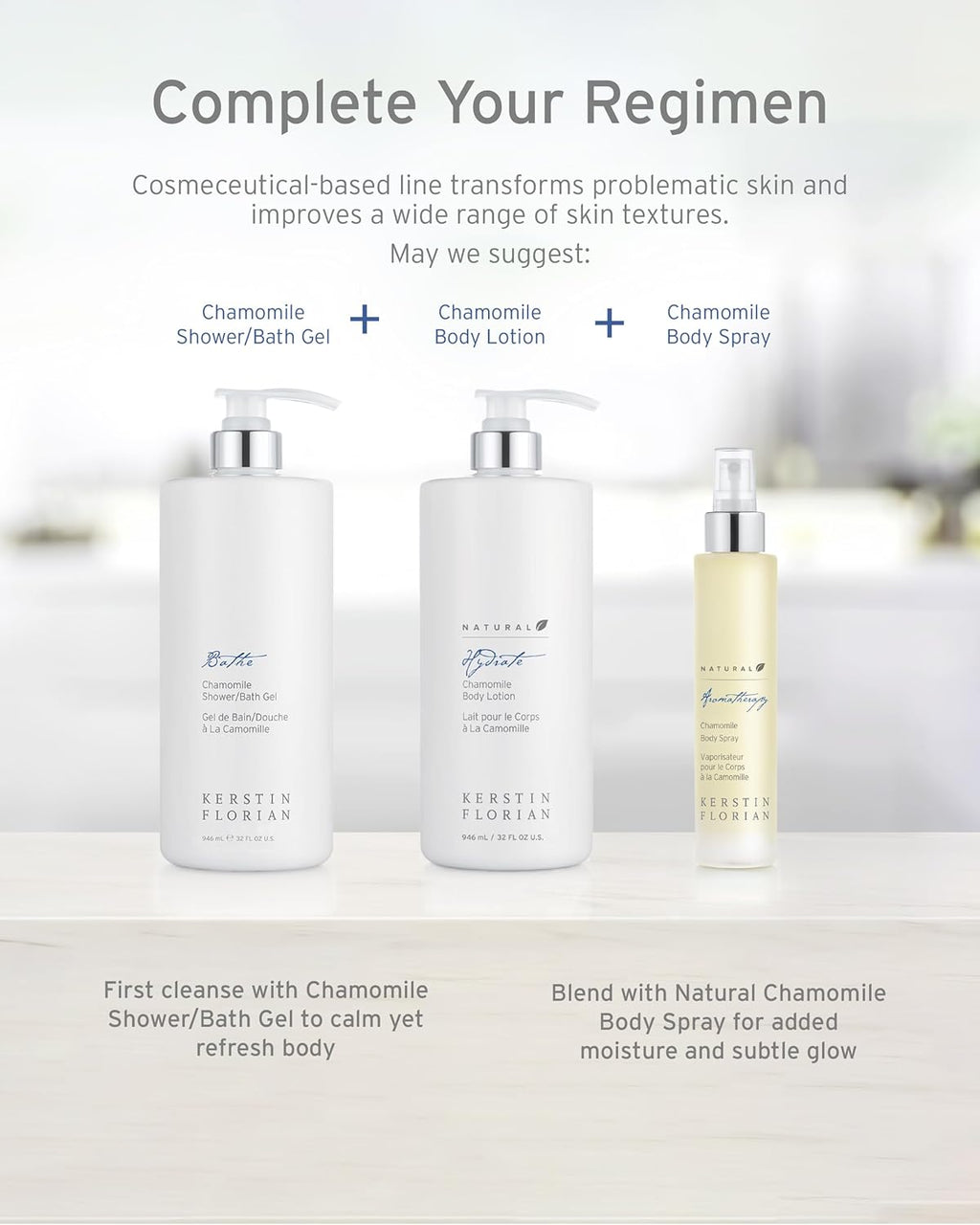 Kerstin Florian Chamomile Body Lotion | Nourishing Hydrating Moisturizer with Aloe & Jojoba Oil | Soothes Dry Skin | 32 fl oz